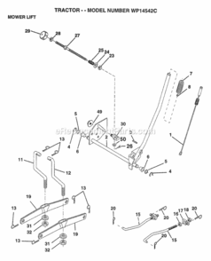 Page G Diagram and Parts List for WP14542C 1997 Husqvarna Lawn Tractor