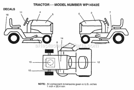 Page C Diagram and Parts List for WP14542E 1998 Husqvarna Lawn Tractor