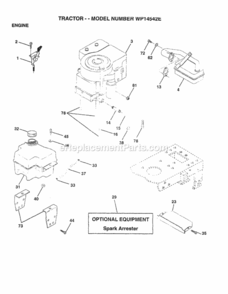 Page F Diagram and Parts List for WP14542E 1998 Husqvarna Lawn Tractor