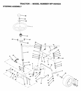 Page J Diagram and Parts List for WP145H42A 1995 Husqvarna Lawn Tractor