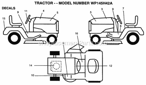 Part Location Diagram of 149213 Husqvarna DECAL.WP145H42A