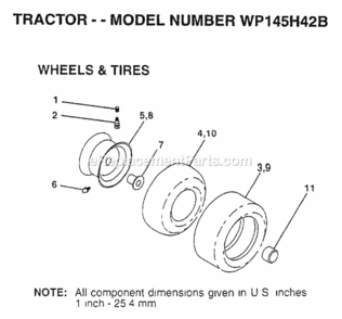 Page K Diagram and Parts List for WP145H42B 1997 Husqvarna Lawn Tractor