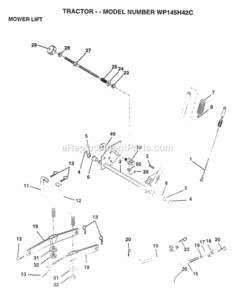 Page G Diagram and Parts List for WP145H42C 1997 Husqvarna Lawn Tractor