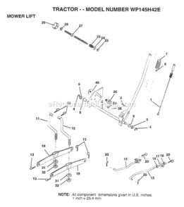 Page H Diagram and Parts List for WP145H42E 1998 Husqvarna Lawn Tractor