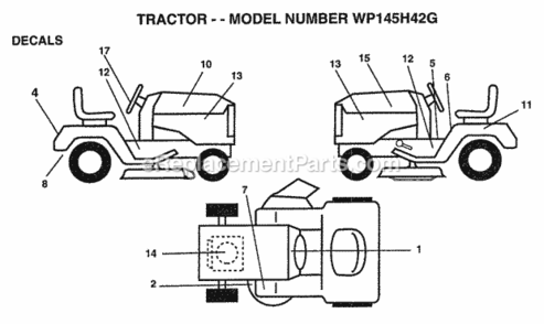 Page G Diagram and Parts List for WP145H42G 1999 Husqvarna Lawn Tractor