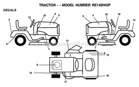 Page H Diagram and Parts List for WP145H42G 1999 Husqvarna Lawn Tractor