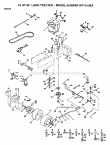 Page D Diagram and Parts List for WP14H38A 1992 Husqvarna Lawn Tractor