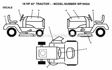 Page B Diagram and Parts List for WP1842A 1992 Husqvarna Lawn Tractor