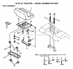 Page G Diagram and Parts List for WP1842A 1992 Husqvarna Lawn Tractor