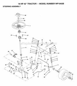 Page J Diagram and Parts List for WP1842B 1993 Husqvarna Lawn Tractor
