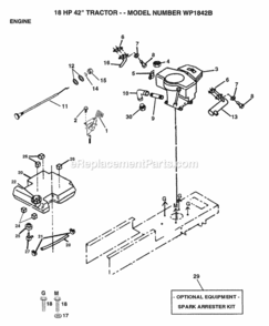 Page F Diagram and Parts List for WP1842B 1993 Husqvarna Lawn Tractor