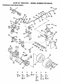 Page K Diagram and Parts List for WP18H44A 1992-02 Husqvarna Lawn Mower
