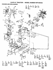 Page B Diagram and Parts List for WP18H44A 1992-02 Husqvarna Lawn Mower