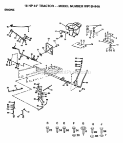 Page F Diagram and Parts List for WP18H44A 1992-02 Husqvarna Lawn Mower
