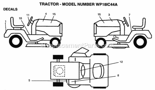 Page B Diagram and Parts List for WP18IC44A 1995 Husqvarna Lawn Tractor
