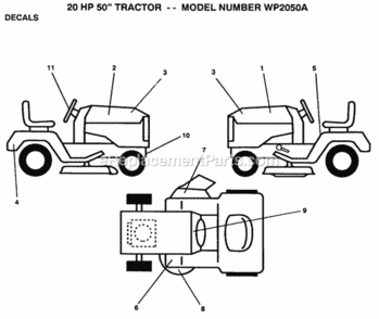 Page B Diagram and Parts List for WP2050A 1992 Husqvarna Lawn Tractor