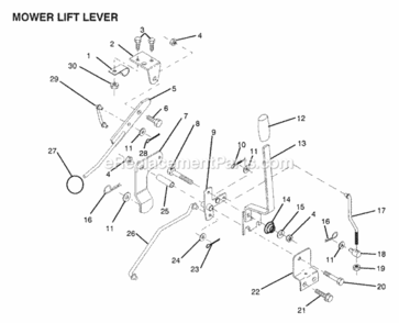 Page K Diagram and Parts List for WS1236A 1991 Husqvarna Lawn Tractor