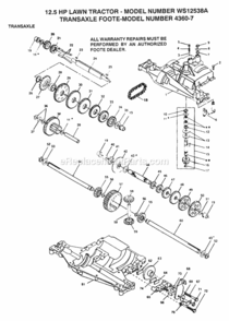 Page M Diagram and Parts List for WS12538A 1991 Husqvarna Lawn Tractor