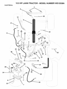 Page C Diagram and Parts List for WS12538A 1991 Husqvarna Lawn Tractor