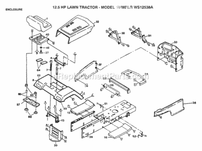 Page E Diagram and Parts List for WS12538A 1991 Husqvarna Lawn Tractor