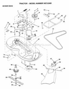 Page J Diagram and Parts List for WZ1236B 1999 And Before Husqvarna Lawn Tractor
