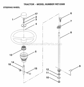 Page O Diagram and Parts List for WZ1236B 1999 And Before Husqvarna Lawn Tractor
