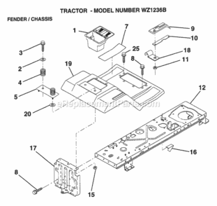 Page F Diagram and Parts List for WZ1236B 1999 And Before Husqvarna Lawn Tractor