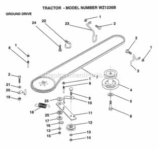 Page H Diagram and Parts List for WZ1236B 1999 And Before Husqvarna Lawn Tractor