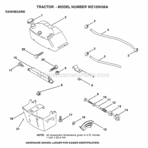 Page B Diagram and Parts List for WZ125H36A 1999 And Before Husqvarna Lawn Tractor
