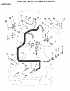Page D Diagram and Parts List for WZ125H36A 1999 And Before Husqvarna Lawn Tractor