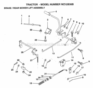 Page A Diagram and Parts List for WZ12B36B 1999 And Before Husqvarna Lawn Tractor