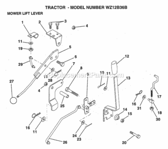 Page K Diagram and Parts List for WZ12B36B 1999 And Before Husqvarna Lawn Tractor