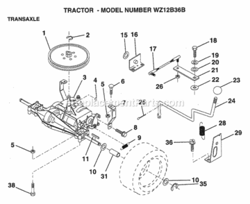 Page O Diagram and Parts List for WZ12B36B 1999 And Before Husqvarna Lawn Tractor