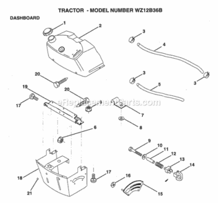Page B Diagram and Parts List for WZ12B36B 1999 And Before Husqvarna Lawn Tractor