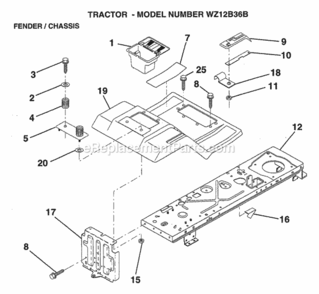 Page F Diagram and Parts List for WZ12B36B 1999 And Before Husqvarna Lawn Tractor