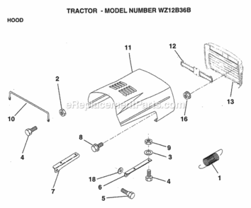 Page I Diagram and Parts List for WZ12B36B 1999 And Before Husqvarna Lawn Tractor