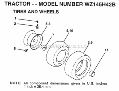 Page J Diagram and Parts List for WZ145H42B 1999 And Before Husqvarna Lawn Tractor