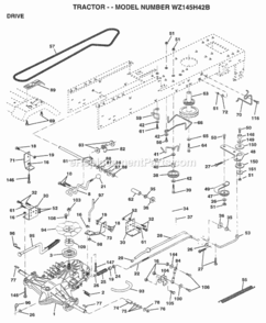 Page C Diagram and Parts List for WZ145H42B 1999 And Before Husqvarna Lawn Tractor
