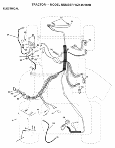 Page D Diagram and Parts List for WZ145H42B 1999 And Before Husqvarna Lawn Tractor