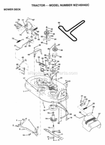 Page F Diagram and Parts List for WZ145H42C 1999 And Before Husqvarna Lawn Tractor