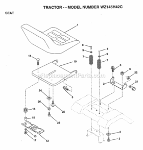 Page H Diagram and Parts List for WZ145H42C 1999 And Before Husqvarna Lawn Tractor