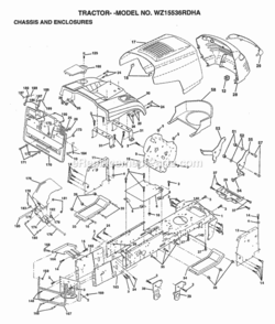 Page B Diagram and Parts List for WZ15536RDHA 1999 And Before Husqvarna Lawn Tractor