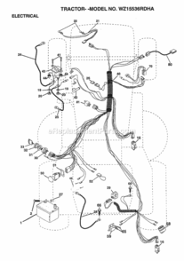 Page E Diagram and Parts List for WZ15536RDHA 1999 And Before Husqvarna Lawn Tractor