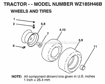 Page J Diagram and Parts List for WZ185H46B 1999 And Before Husqvarna Lawn Tractor