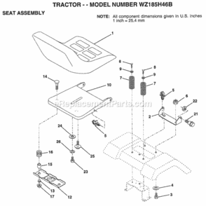 Page H Diagram and Parts List for WZ185H46B 1999 And Before Husqvarna Lawn Tractor