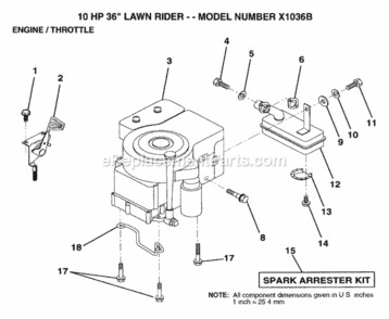 Page F Diagram and Parts List for X1036B 1992 Husqvarna Lawn Tractor