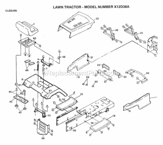 Page L Diagram and Parts List for X1236A 1991 Husqvarna Lawn Tractor