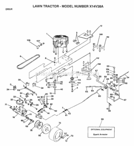 Page E Diagram and Parts List for X1236A 1991 Husqvarna Lawn Tractor