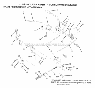 Page A Diagram and Parts List for X1236B 1991 Husqvarna Lawn Tractor