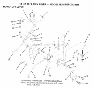 Page K Diagram and Parts List for X1236B 1991 Husqvarna Lawn Tractor